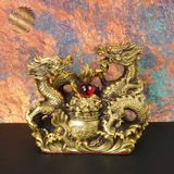  Tượng Song Long Hý Châu đồng nguyên khối sưu tầm BKMECN-9388 