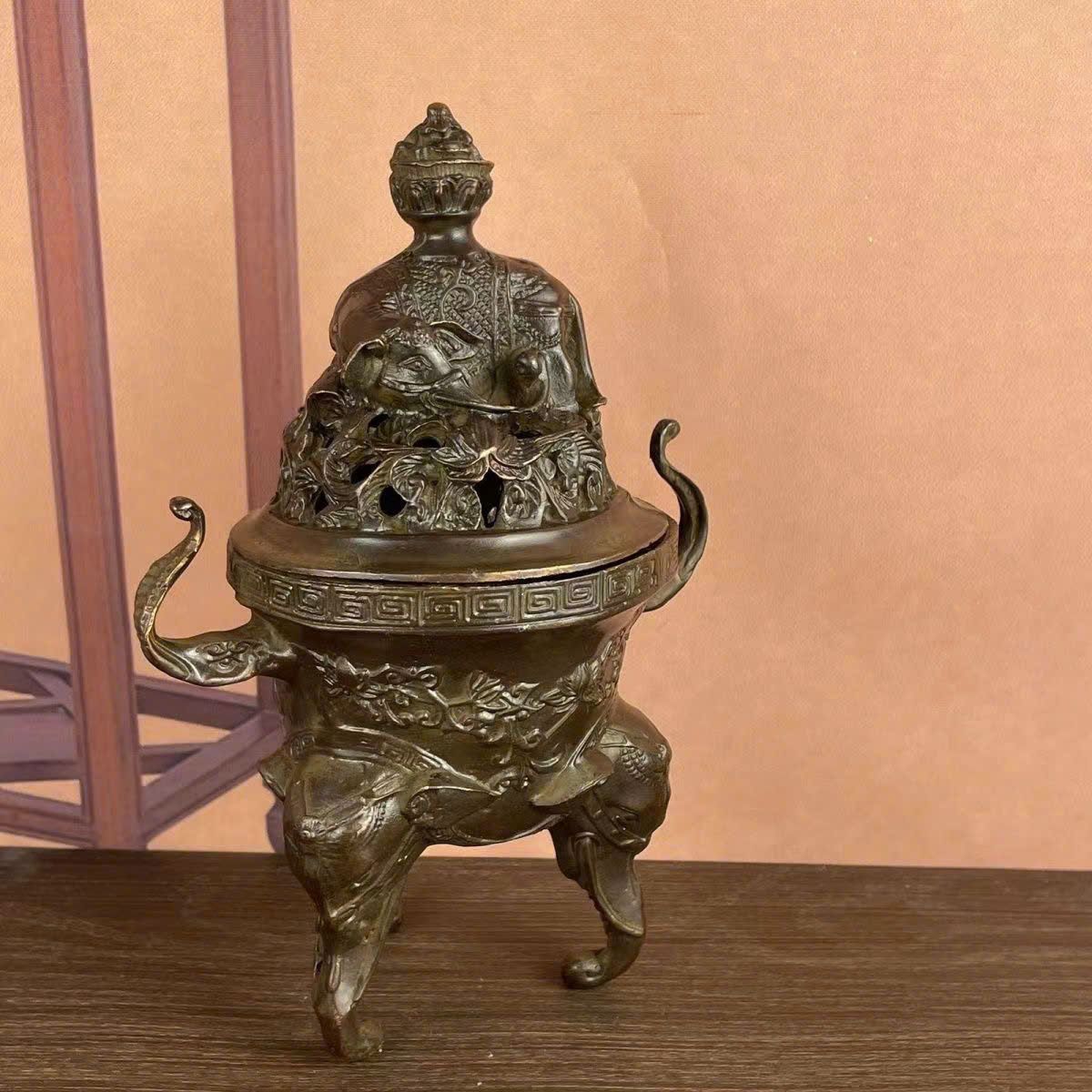  Lư hương Voi đồng cũ 3 chân sưu tầm BKMECN-9392 