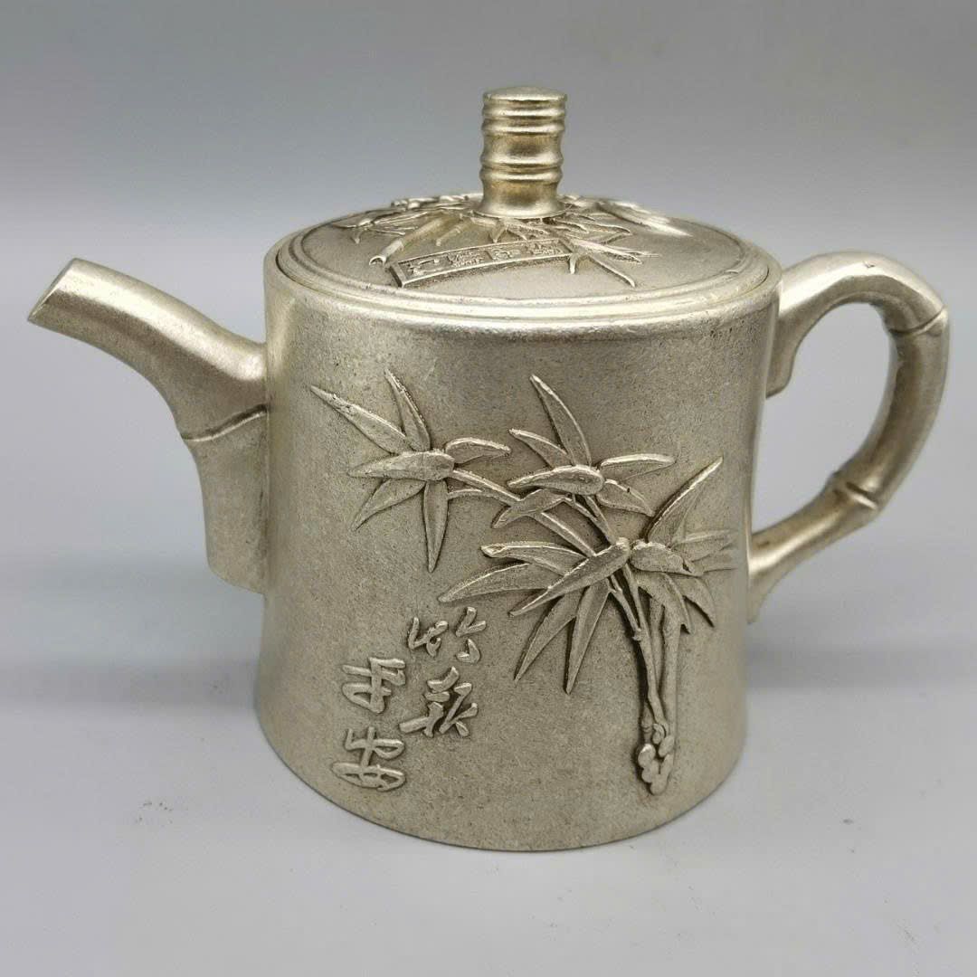  Ấm Trúc bạc cũ sưu tầm BKMECN-9398 