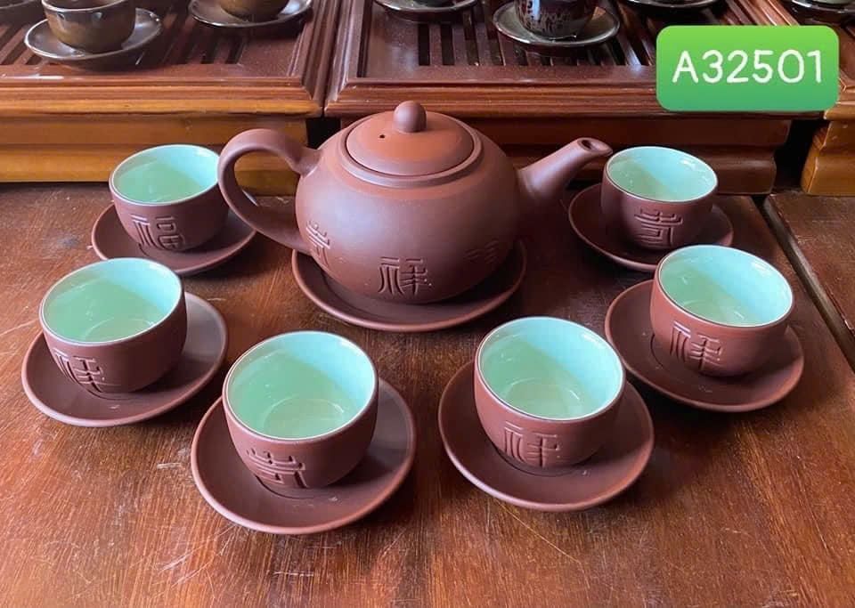  Bộ ấm trà đất nung lòng xanh BKCECN-9408 