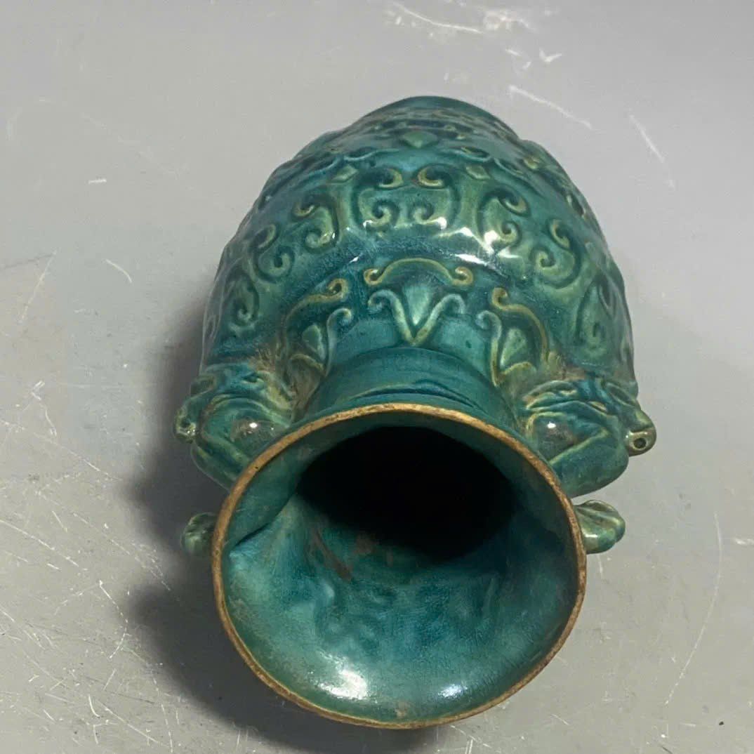  Bình gốm sưu tầm cổ men xanh BKCECN-9410 