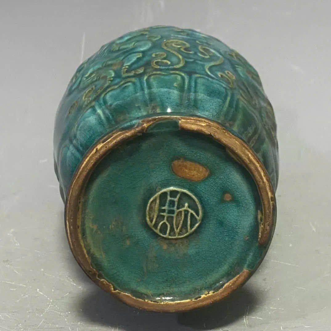  Bình gốm sưu tầm cổ men xanh BKCECN-9410 