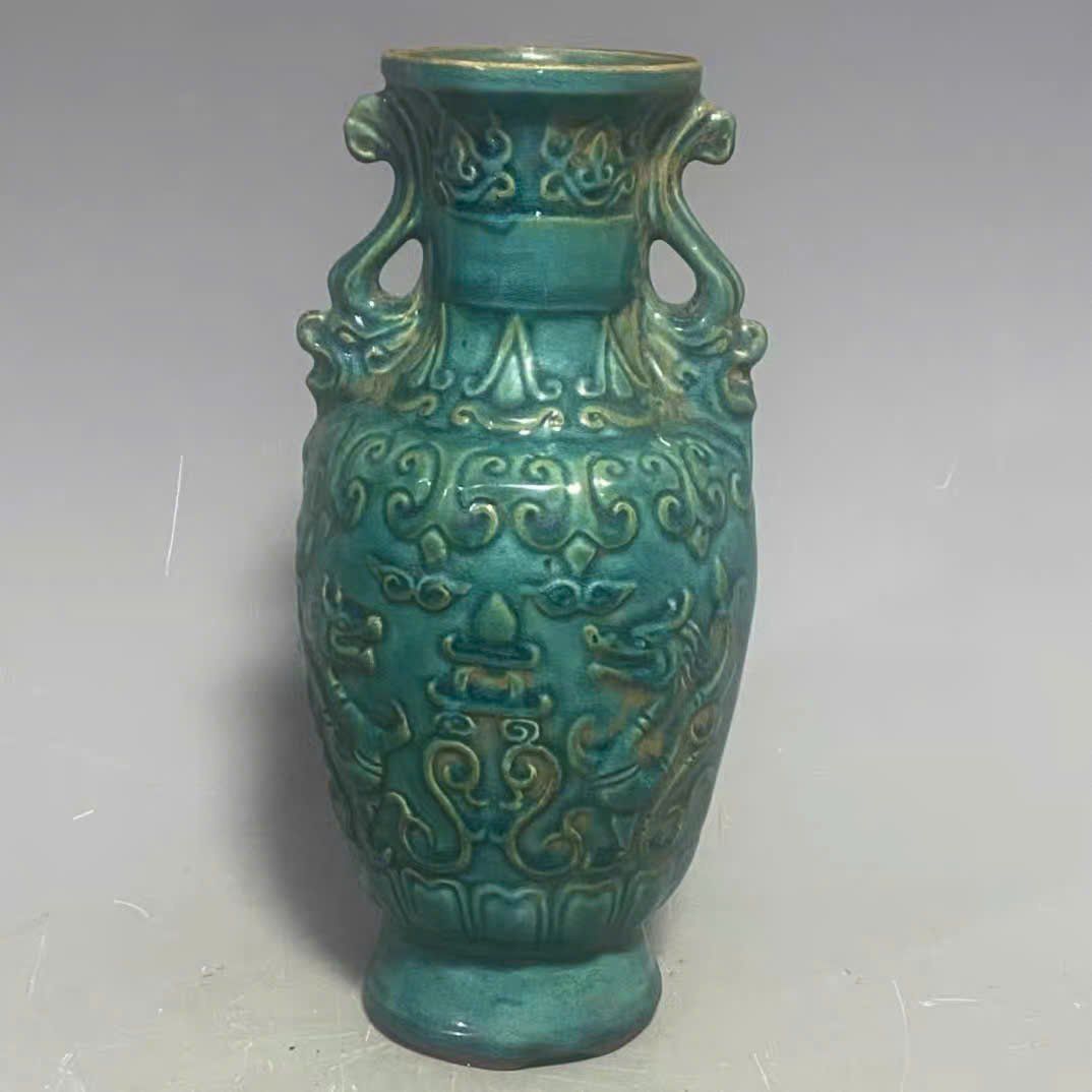  Bình gốm sưu tầm cổ men xanh BKCECN-9410 