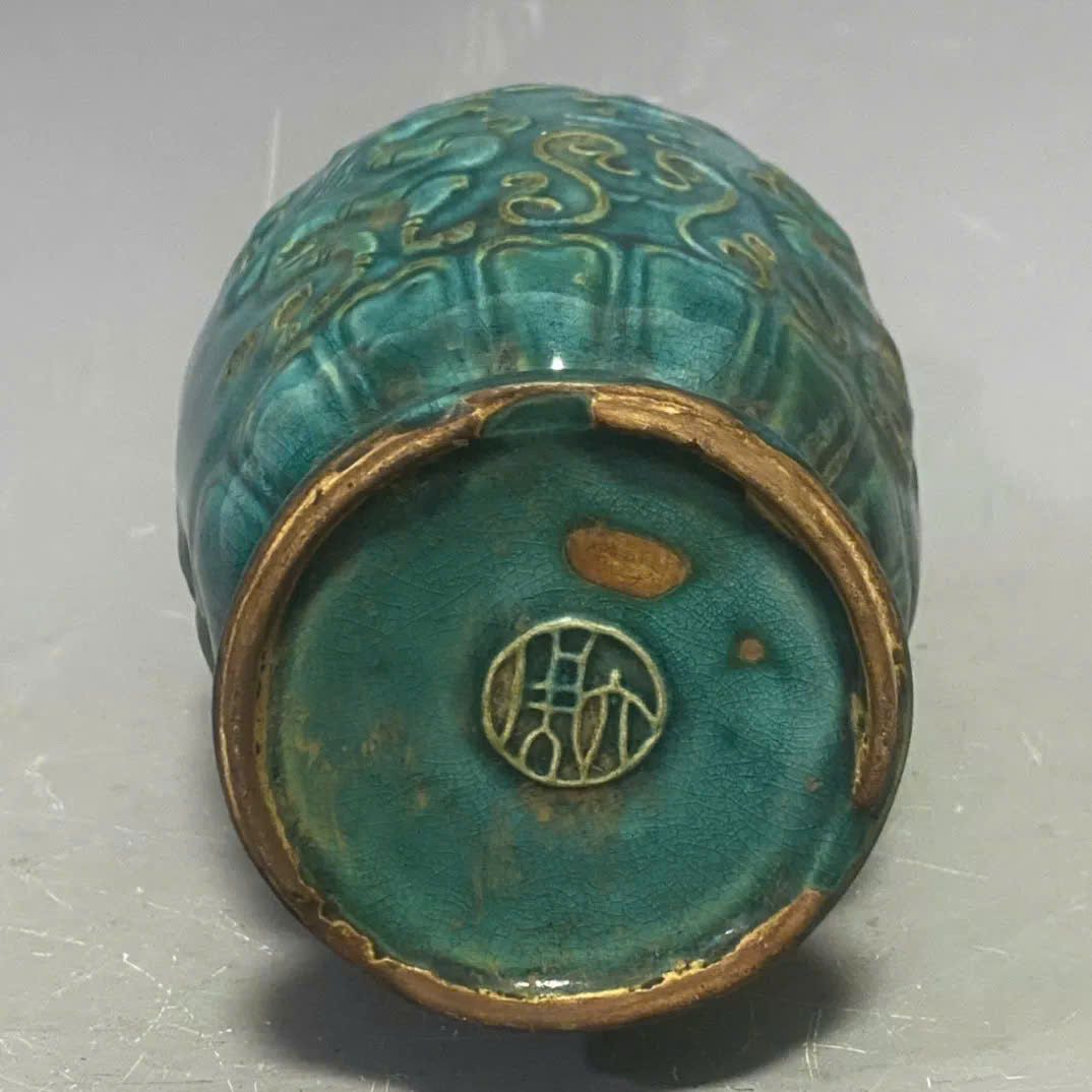  Bình gốm sưu tầm cổ men xanh BKCECN-9410 