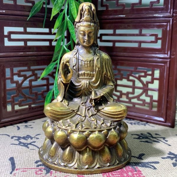  Tượng Phật Quan Âm bằng đồng cũ sưu tầm BKMECN-9406 