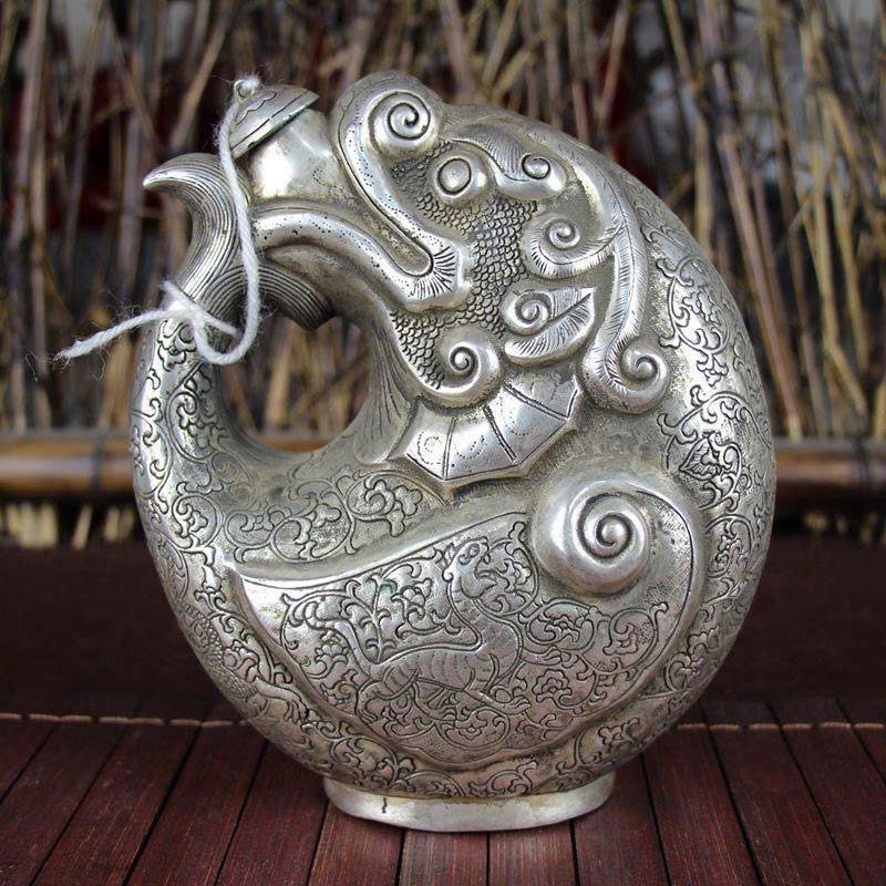  Vò Rượu Bạc hình Đầu Rồng sưu tầm BKMECN-9411 