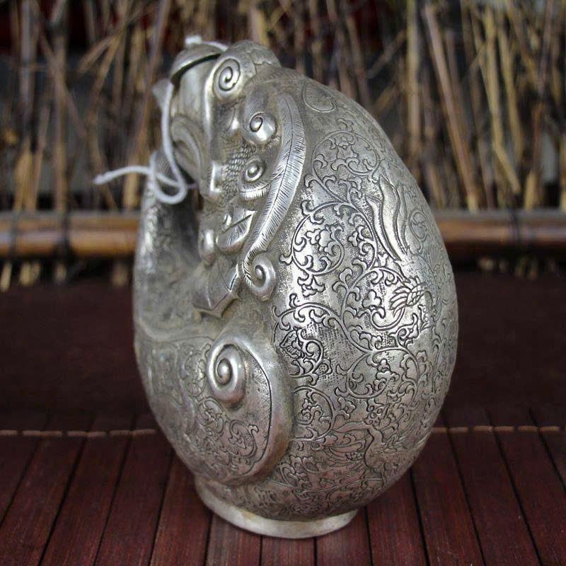  Vò Rượu Bạc hình Đầu Rồng sưu tầm BKMECN-9411 