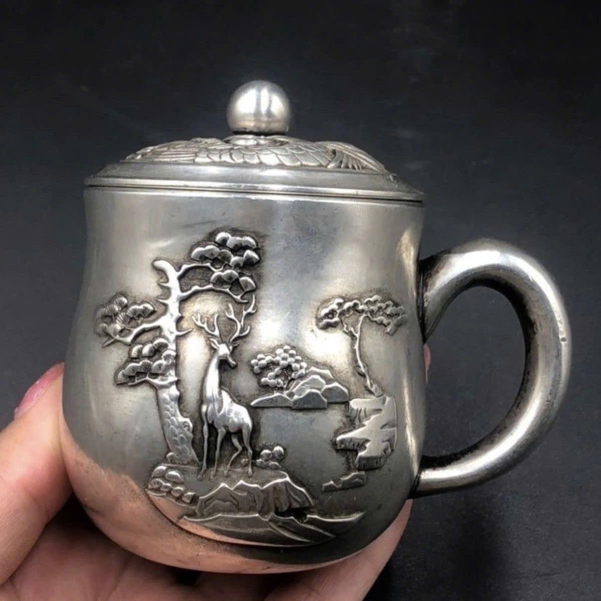  Tách trà bạc Tùng Hươu BKMECN-9423 