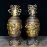  Cặp bình đồng thau cũ mạ vàng BKMECN-9426 