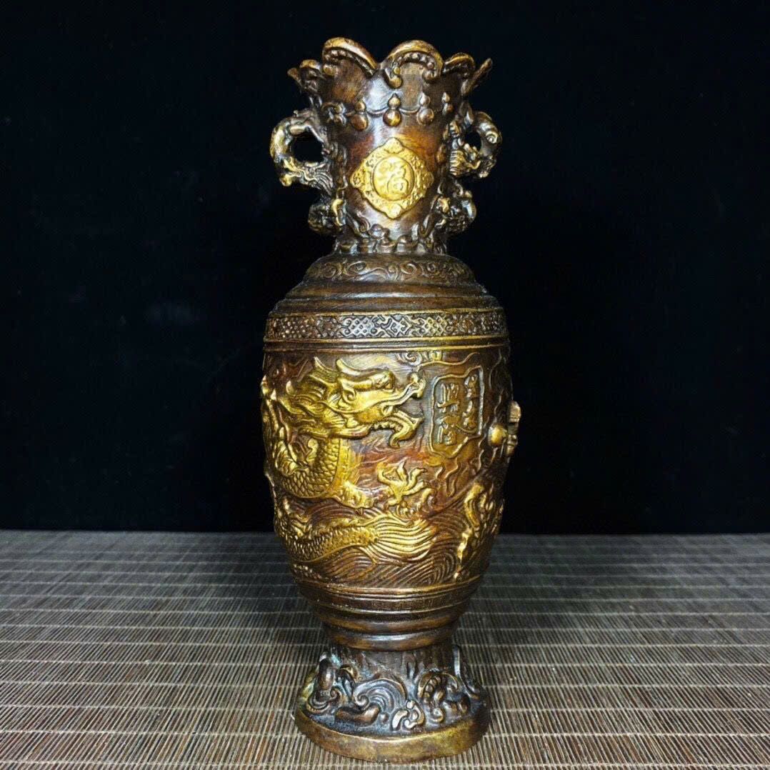  Cặp bình đồng thau cũ mạ vàng BKMECN-9426 