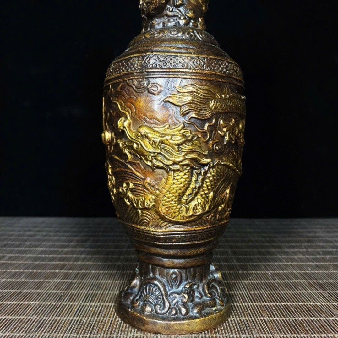  Cặp bình đồng thau cũ mạ vàng BKMECN-9426 