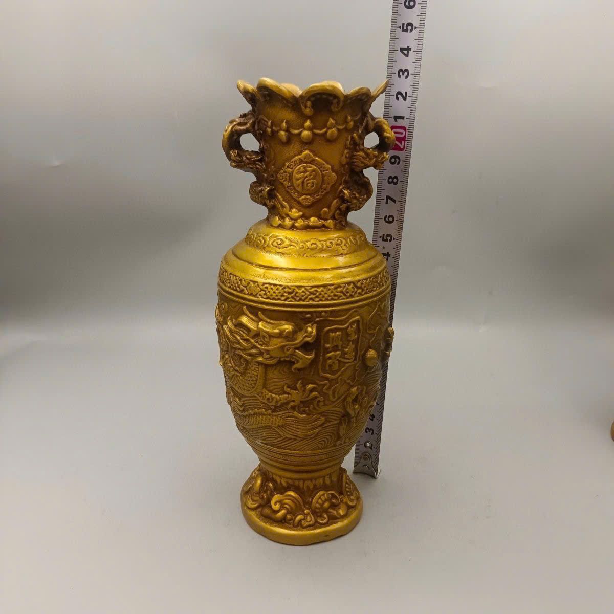  Cặp bình đồng vàng Song Long Hý Châu BKMECN-9427 