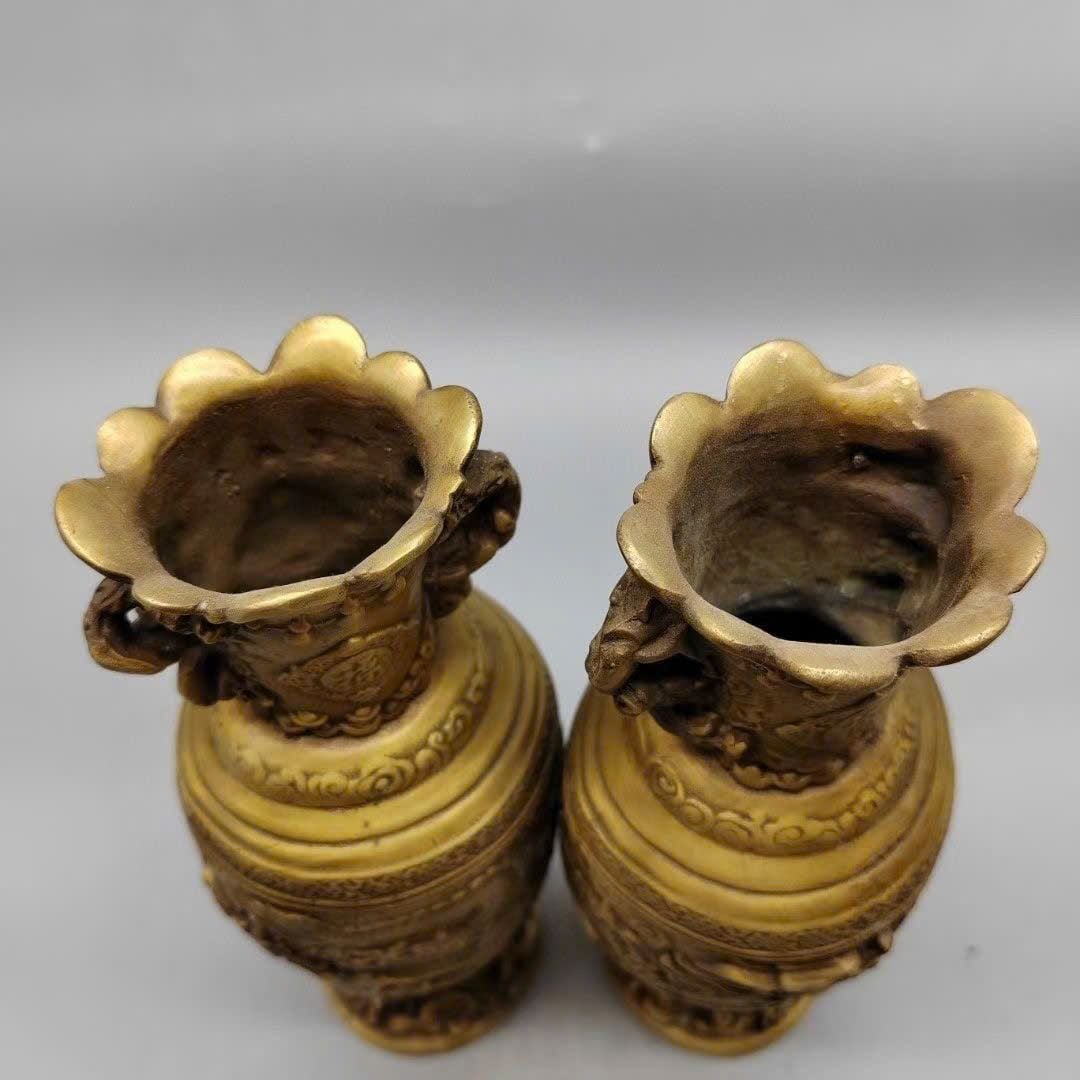  Cặp bình Rồng Phượng đồng cũ sưu tầm BKMECN-9428 