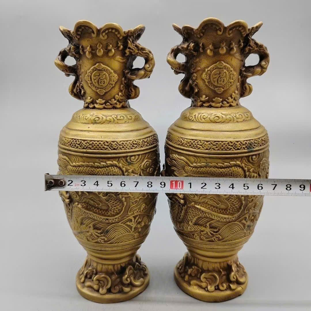  Cặp bình Rồng Phượng đồng cũ sưu tầm BKMECN-9428 