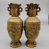  Cặp bình Rồng Phượng đồng cũ sưu tầm BKMECN-9428 