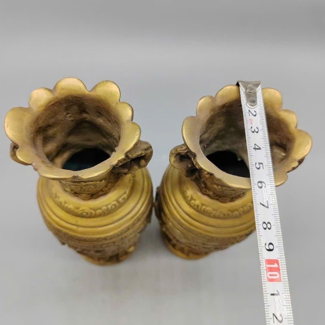  Cặp bình Rồng Phượng đồng cũ sưu tầm BKMECN-9428 