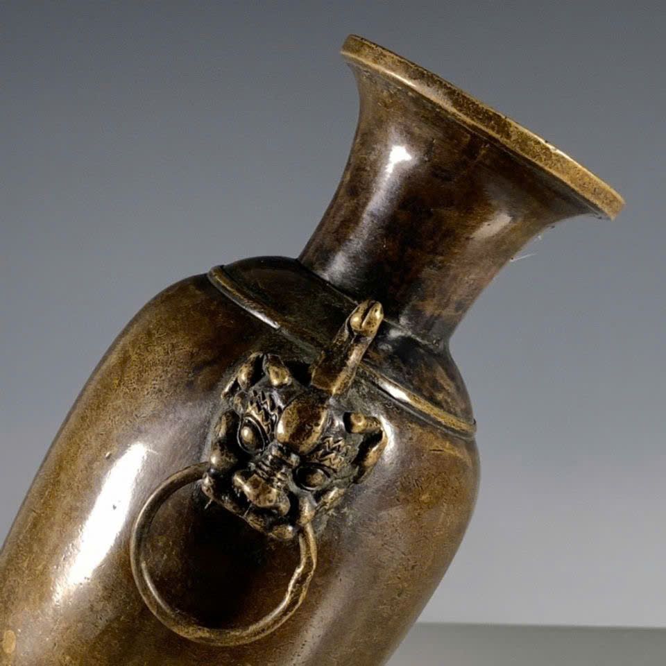  Bình đồng cũ tai Sư Tử sưu tầm BKMECN-9429 