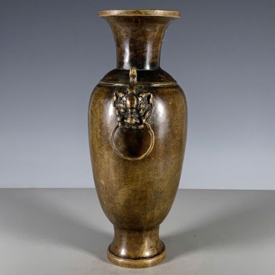  Bình đồng cũ tai Sư Tử sưu tầm BKMECN-9429 