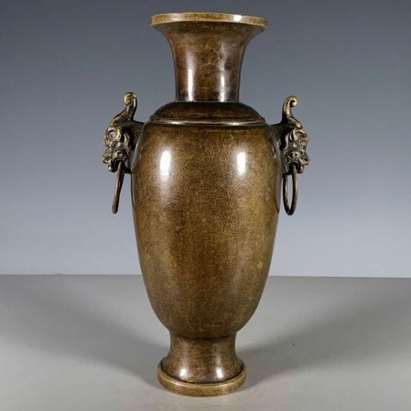  Bình đồng cũ tai Sư Tử sưu tầm BKMECN-9429 