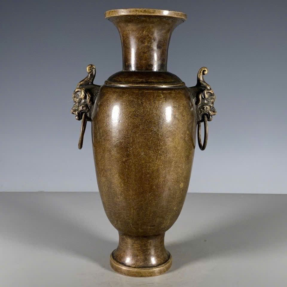  Bình đồng cũ tai Sư Tử sưu tầm BKMECN-9429 