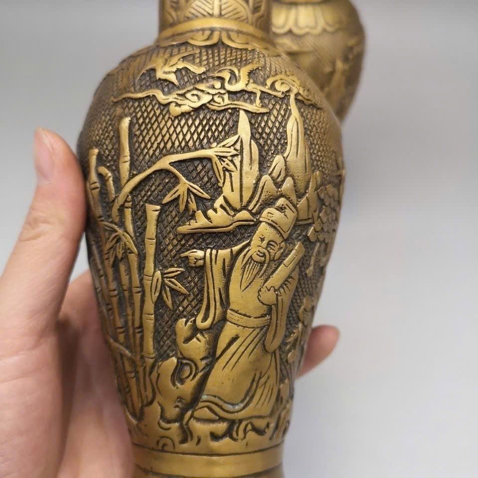  Cặp Bình Đồng Cũ Phúc Thọ sưu tầm BKMECN-9430 