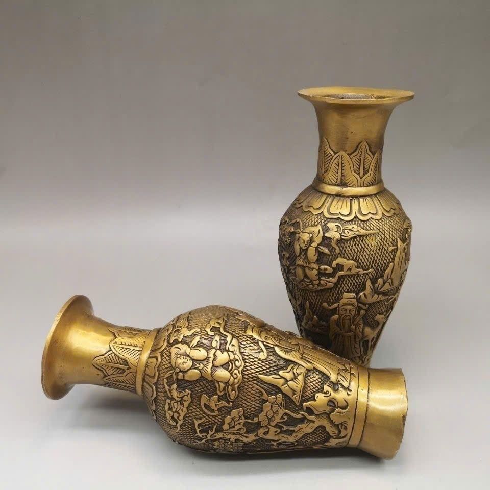  Cặp Bình Đồng Cũ Phúc Thọ sưu tầm BKMECN-9430 