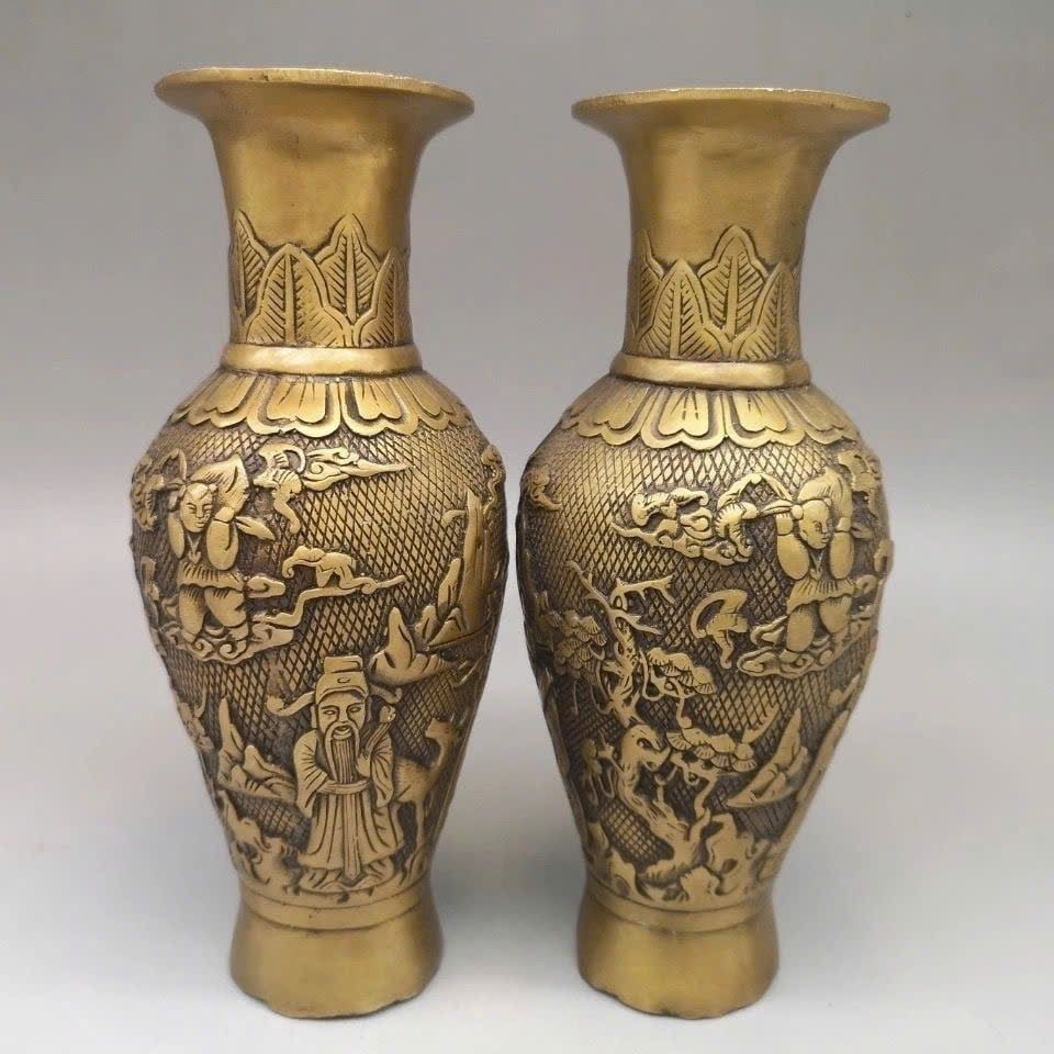  Cặp Bình Đồng Cũ Phúc Thọ sưu tầm BKMECN-9430 