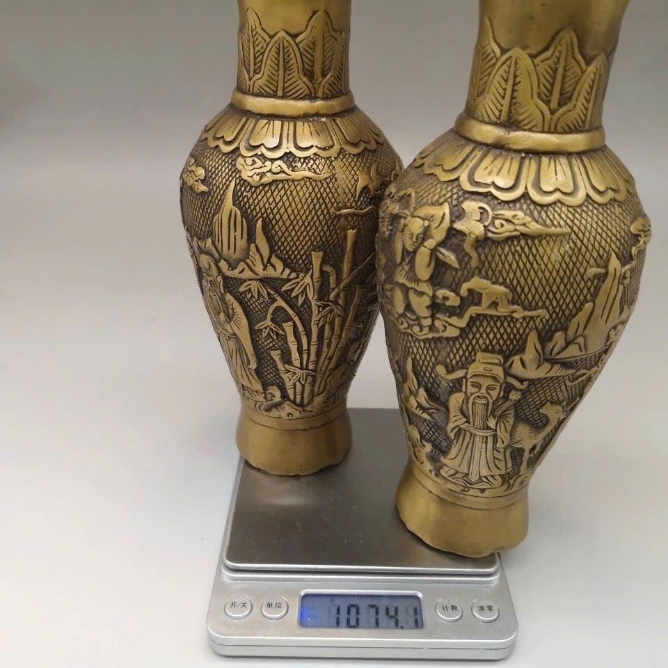  Cặp Bình Đồng Cũ Phúc Thọ sưu tầm BKMECN-9430 