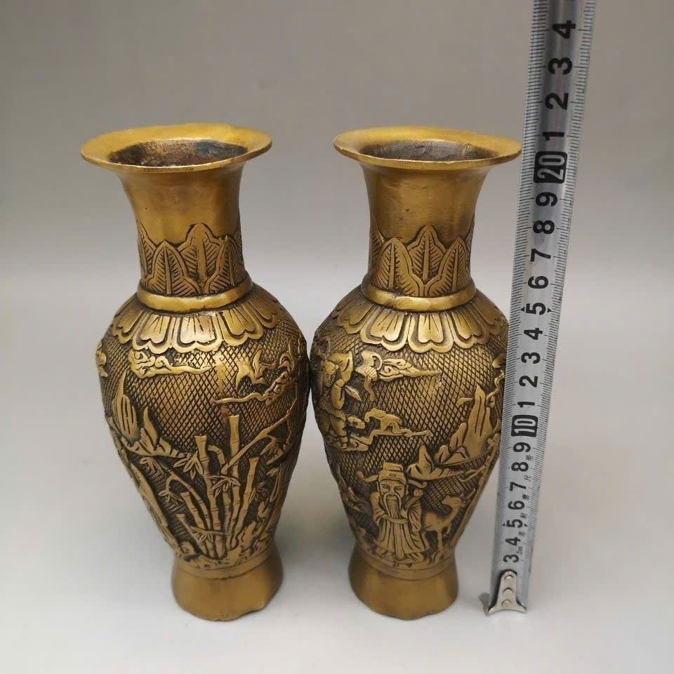  Cặp Bình Đồng Cũ Phúc Thọ sưu tầm BKMECN-9430 