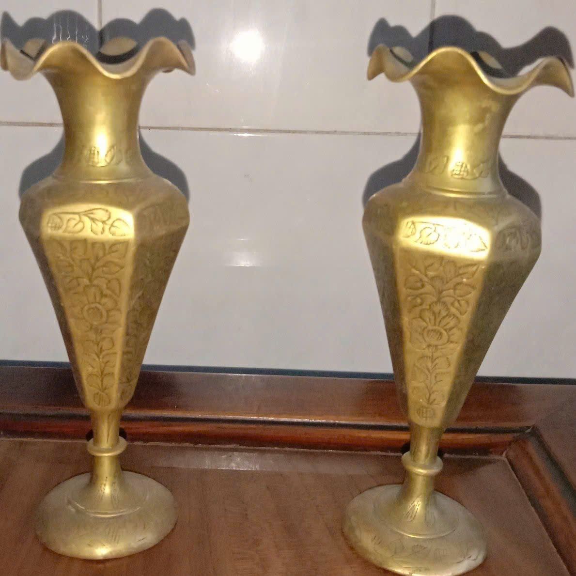  Cặp Bình Đồng Chân Cao đồng cũ nguyên chất sưu tầm BKMECN-9431 