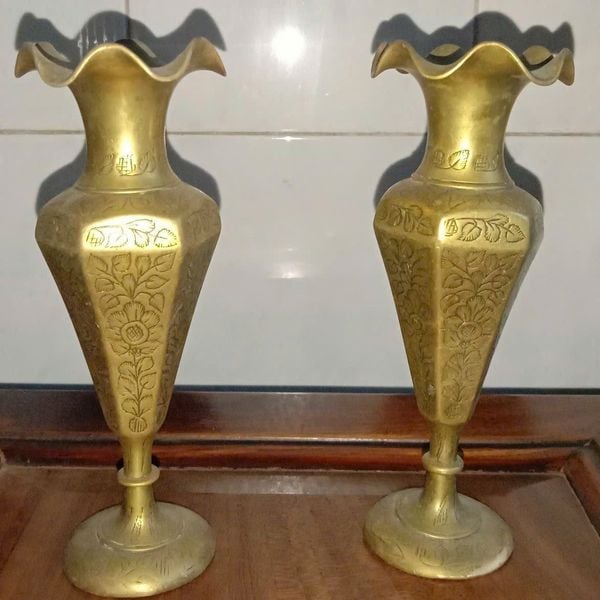  Cặp Bình Đồng Chân Cao đồng cũ nguyên chất sưu tầm BKMECN-9431 