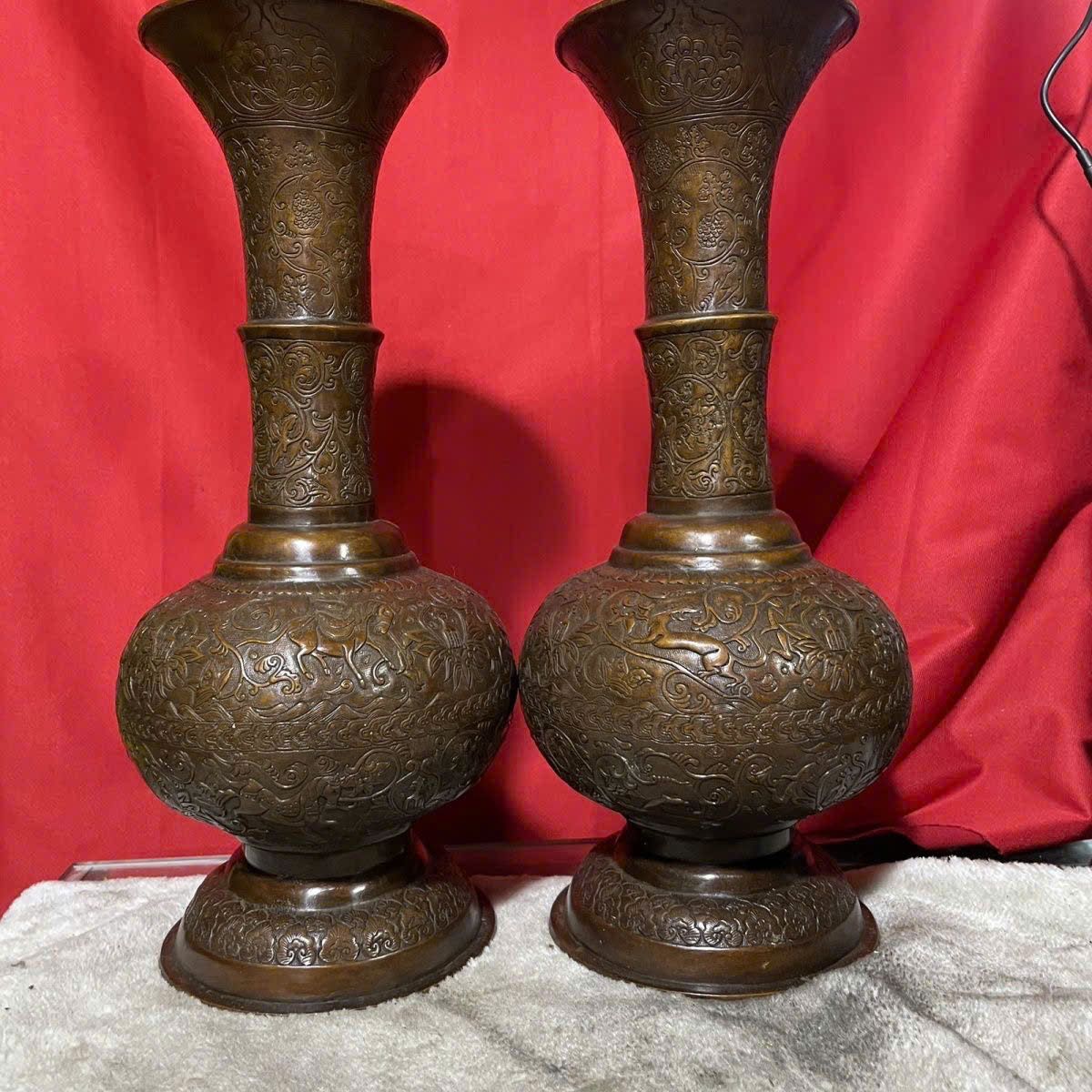  Cặp bình đồng cũ sưu tầm BKMECN-9432 