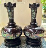  Cặp lục bình gỗ trắc khảm ốc đỏ BKWOVN-9250 