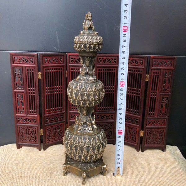  Tháp Vạn Phật đồng cũ sưu tầm BKMECN-9443 