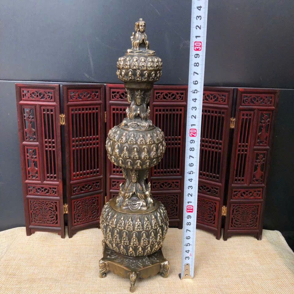  Tháp Vạn Phật đồng cũ sưu tầm BKMECN-9443 