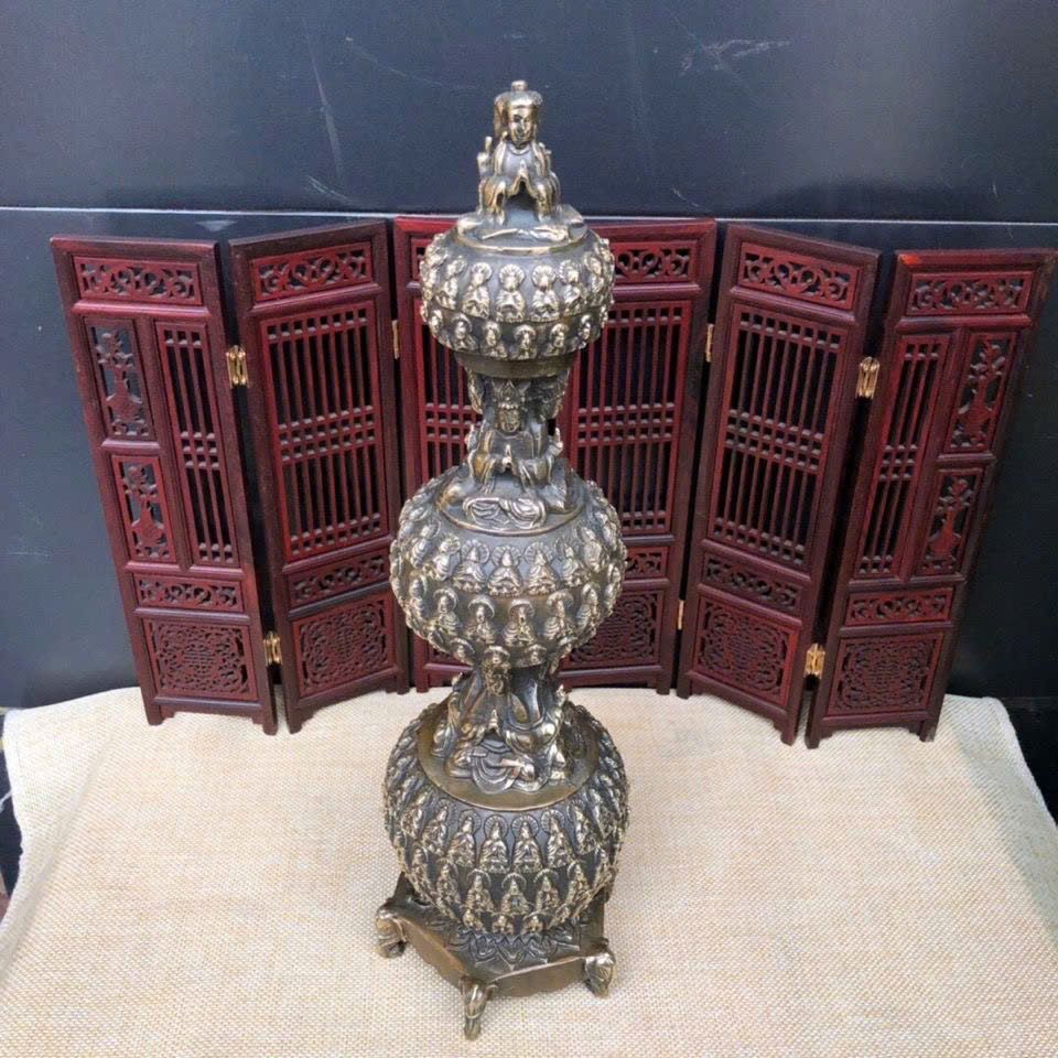  Tháp Vạn Phật đồng cũ sưu tầm BKMECN-9443 