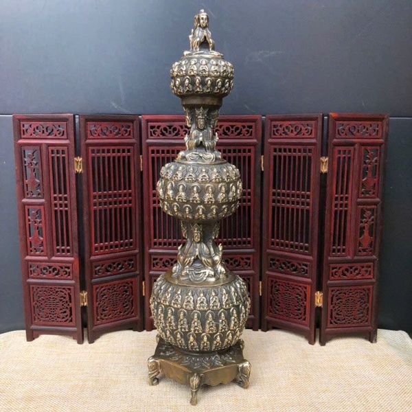  Tháp Vạn Phật đồng cũ sưu tầm BKMECN-9443 