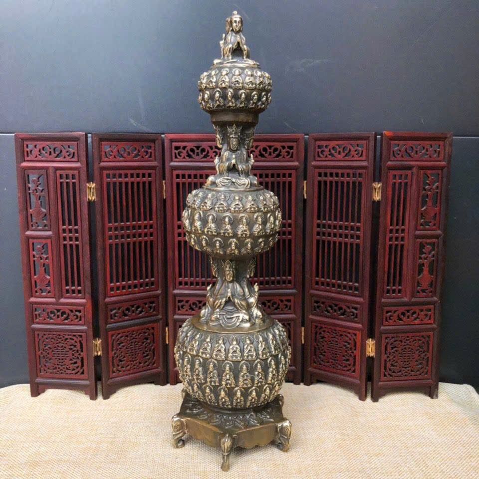  Tháp Vạn Phật đồng cũ sưu tầm BKMECN-9443 