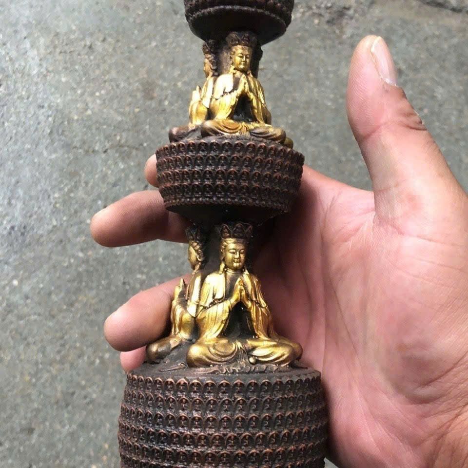  Tháp Vạn Phật Đồng Cũ Mạ Vàng BKMECN-9445 