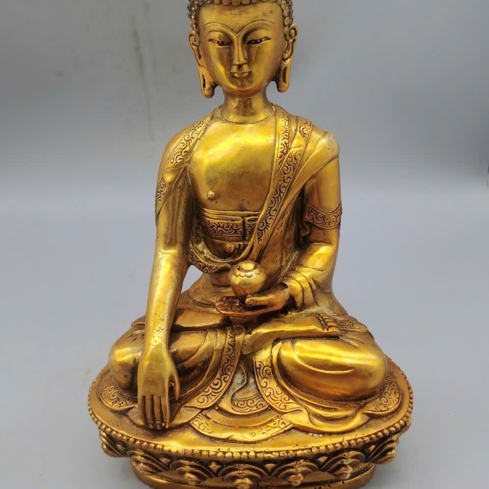  Tượng Phật Thich Ca bằng đồng mạ vàng sưu tầm BKMECN-9446 