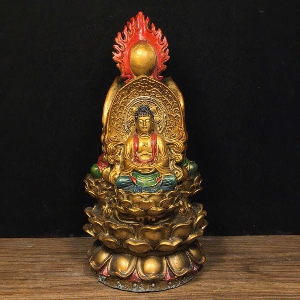  Tượng Tam Thế Phật đồng pháp lam sưu tầm BKMECN-9447 