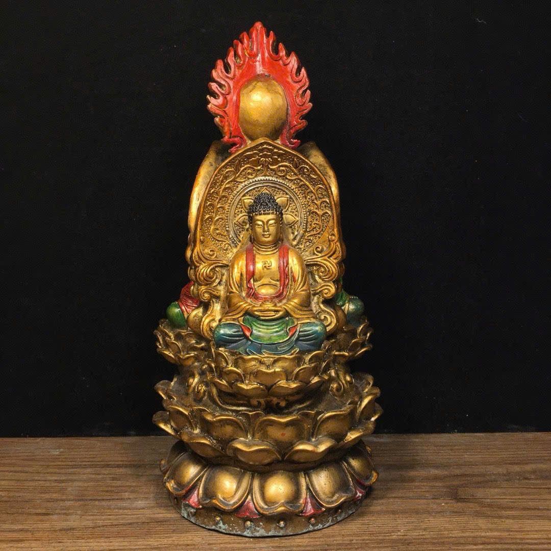  Tượng Tam Thế Phật đồng pháp lam sưu tầm BKMECN-9447 