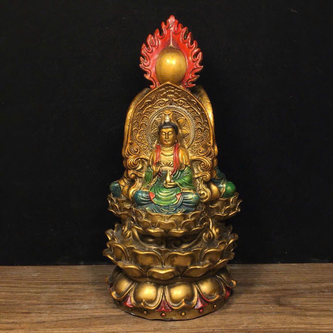  Tượng Tam Thế Phật đồng pháp lam sưu tầm BKMECN-9447 