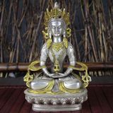  Tượng Phật tráng bạc đồng xưa sưu tầm BKMECN-9448 