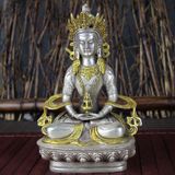  Tượng Phật tráng bạc đồng xưa sưu tầm BKMECN-9448 