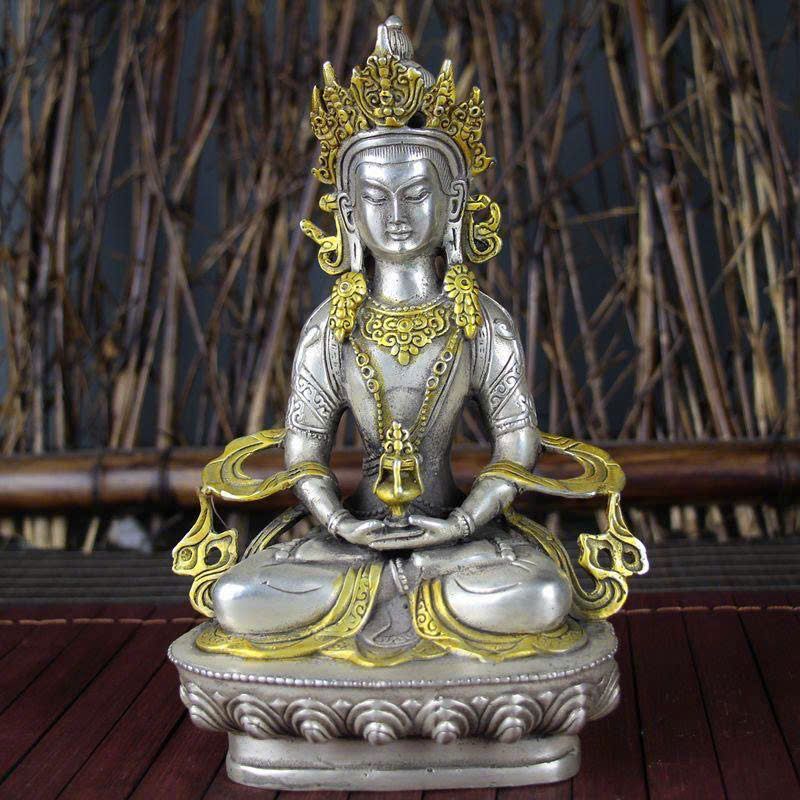  Tượng Phật tráng bạc đồng xưa sưu tầm BKMECN-9448 