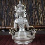  Tượng Phật tráng bạc đồng xưa sưu tầm BKMECN-9448 