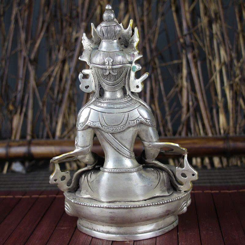  Tượng Phật tráng bạc đồng xưa sưu tầm BKMECN-9448 