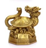  Tượng Rùa Đuôi Rắn Bằng Đồng Mạ Vàng BKMECN-9444 