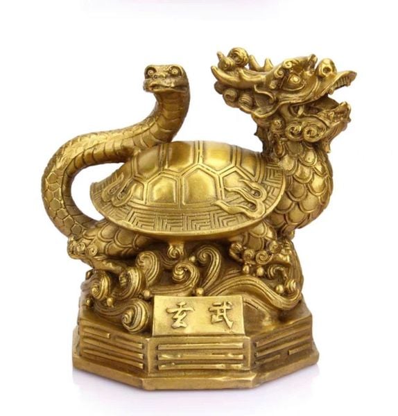  Tượng Rùa Đuôi Rắn Bằng Đồng Mạ Vàng BKMECN-9444 